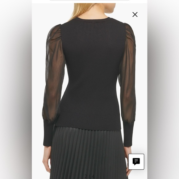 DKYN Sheer Sleeve Ribbed Sweater - Picture 2 of 8